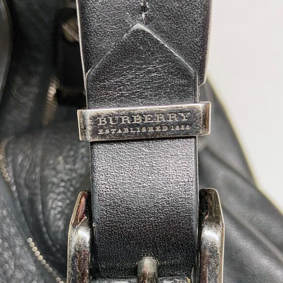 Burberry Black Pebbled Leather Hobo Shoulder Bag Zip Top Italy ITPELFAB12SCA - Picture 10 of 16